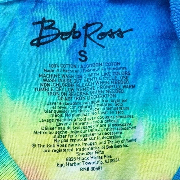 Bob Ross No Mistakes Just Happy Accidents Tie Dye Graphic Tee Size Small - Picture 4 of 4